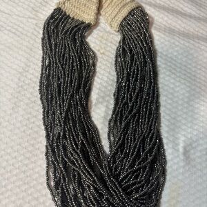 Naga Necklace 40 Strand Charcoal Metallic Glass Beads